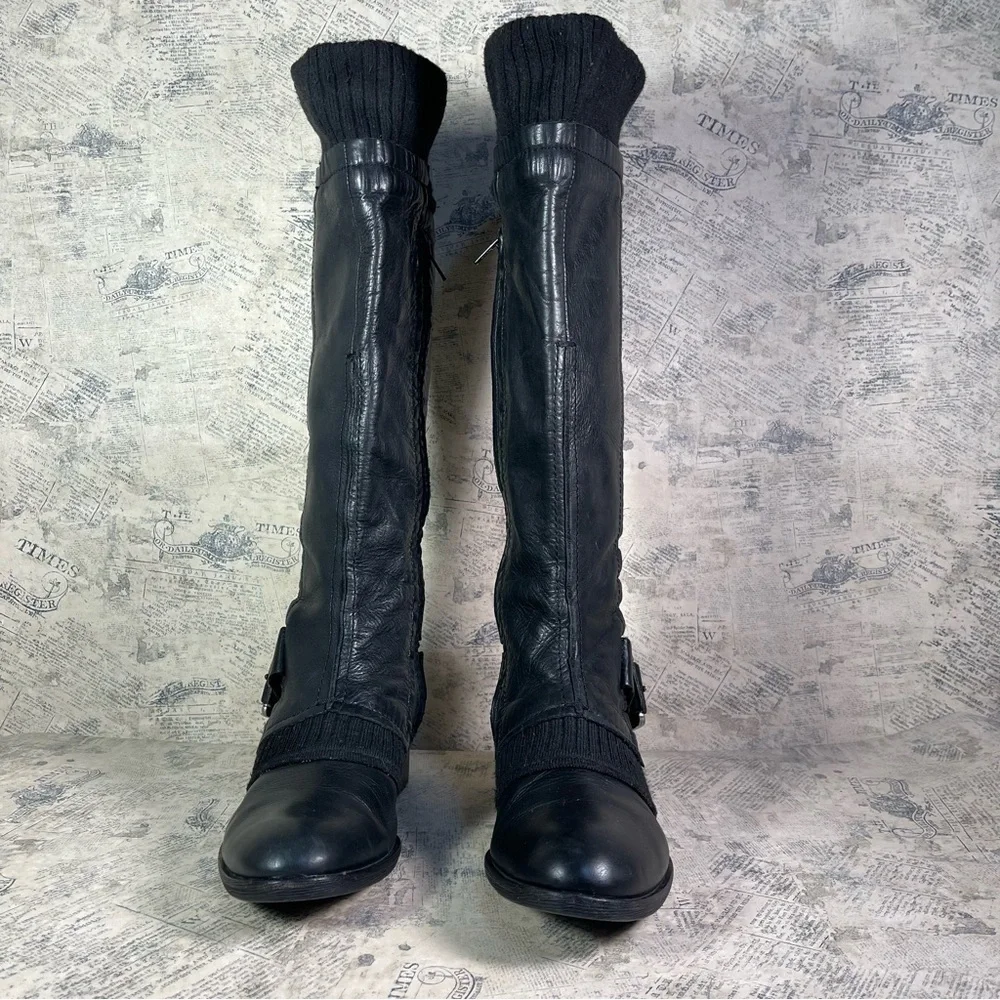 Apepazza ZEBU black leather/knit boots, size 7.5 - Picture 4 of 13